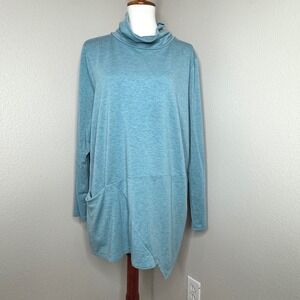 PURE JILL J. Jill Tunic Cowl Neck XL Aqua Luxe Tencel Minimalist Lagenlook Artsy
